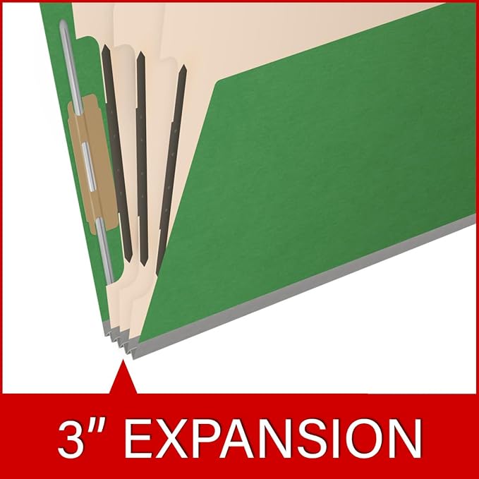 25 Pt. Pressboard Classification Folders, 2/5 Cut ROC Top Tab, Letter Size, 3 Dividers, Moss Green (Box of 10) - Image 7