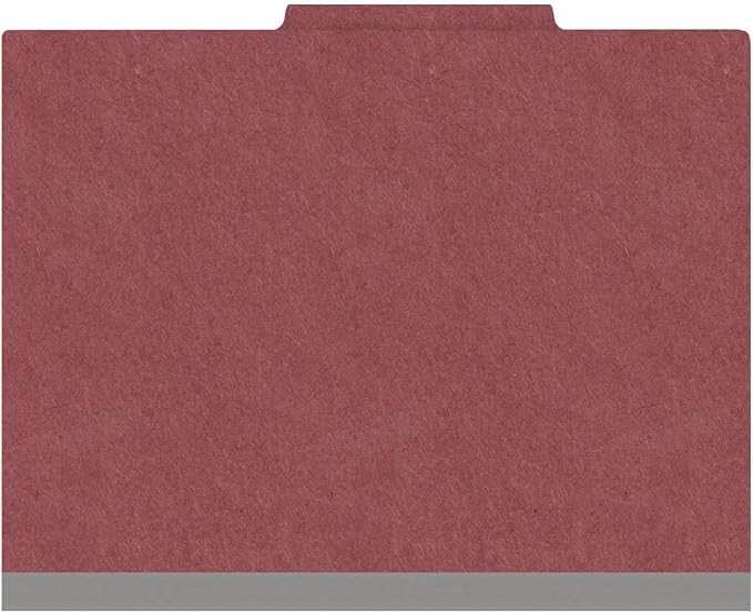 25 Pt. Pressboard Classification Folders, 2/5 Cut ROC Top Tab, Letter Size, 1 Divider, Dark Red (Box of 10) - Image 3