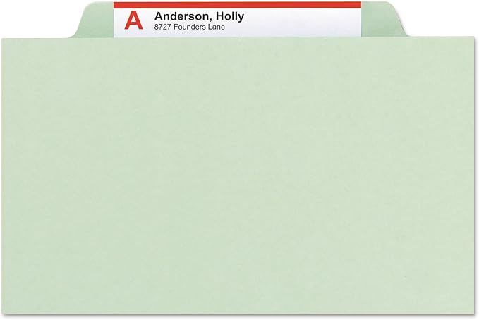 Smead Pressboard Classification File Folder with SafeSHIELD Fasteners, 2 Dividers, 2" Expansion, Letter Size, Gray/Green, 10 per Box (14076) - Image 9
