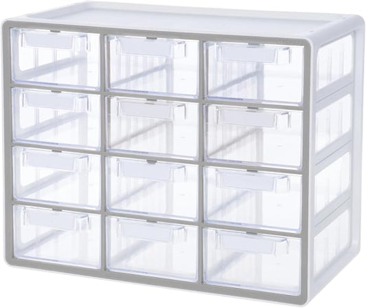 Blue Ginkgo 12-Drawer Storage Cabinet Organizer, Grey, Made in Korea | Stackable. Adjustable. Easy Visibility. by BLUEGINKGO