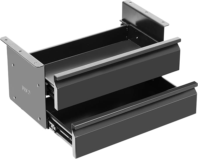 VIVO 16 inch Slide Out Dual Tier Desk Drawer, Under Desk 2 Layer Storage, Black, DESK-DR02 by Unknown