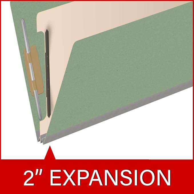 25 Pt. Pressboard Classification Folders, 2/5 Cut ROC Top Tab, Legal Size, 1 Divider, Green (Box of 10) - Image 7