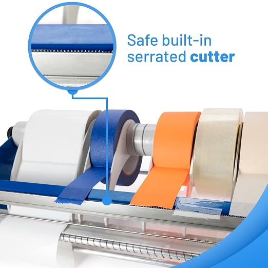 IDL Packaging 18" Manual Label and Tape Dispenser, 2" and Up Core Size, Adjustable Roll Width - Tabletop & Wall-Mounted Multi Roll Holder - Industrial Grade Steel Construction - Image 4