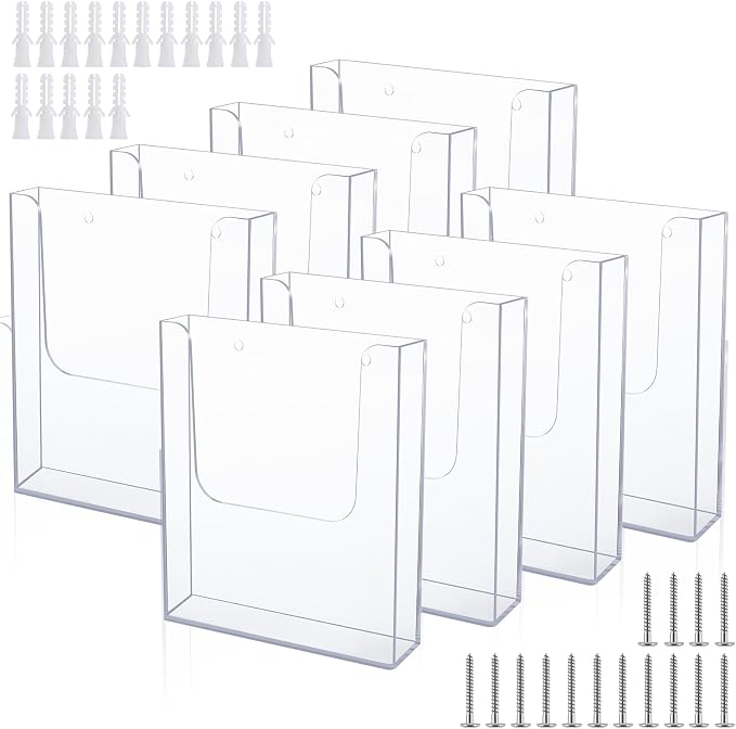 Ripeng 8 Pack Brochure Holder Wall Mount 8.5 x 11 Inch Clear Flyer Stand Acrylic Magazine Booklet Display Stand Plastic File Mail Literature Pamphlet Holder for Paper Organizer Rack Display by Ripeng