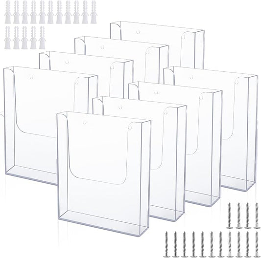 Ripeng 8 Pack Brochure Holder Wall Mount 8.5 x 11 Inch Clear Flyer Stand Acrylic Magazine Booklet Display Stand Plastic File Mail Literature Pamphlet Holder for Paper Organizer Rack Display by Ripeng