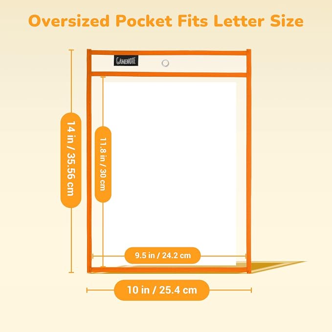 GAMENOTE 55 Pack Dry Erase Pockets, 10x14 Reusable Sleeves, 11 Colors | 55 reusable PVC pockets hold 8.5 x 11 and 9 x 12 sheets; double sided wipe clean surfaces, pen loops, eyelets, and 5 rings - Image 3