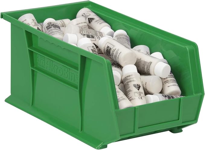 Akro-Mils 30240 AkroBins Plastic Storage Bins, 15"x8"x7", Green, 12-Pack | Space-Saving Stackable Bins for Garage, Pantry, Craft Organization - Image 7