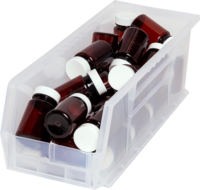 Akro-Mils 30234 AkroBins Plastic Storage Bins, 15"x5"x5", Clear, 12-Pack - Image 6