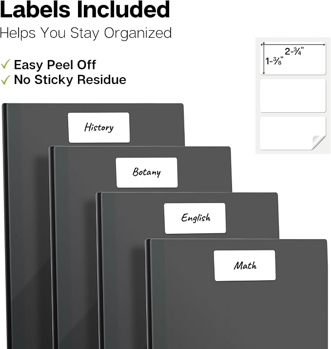 Dunwell Plastic 2-Pocket Folders with 3 Prongs, Black, 12 Pack, Poly | Durable Acid-Free Poly with Fasteners, Long-Term School & Office Use, Includes Labels - Image 5