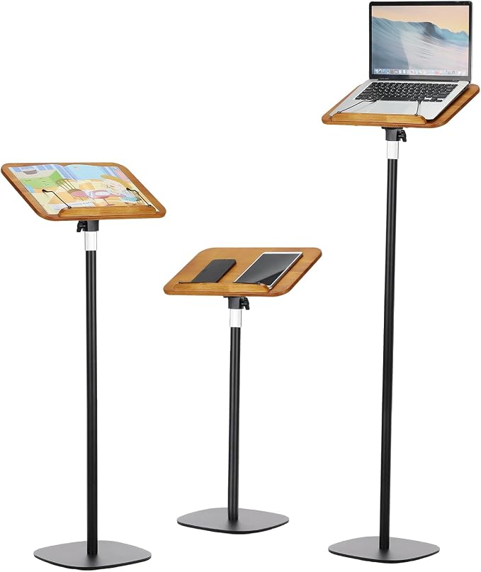 YOKIVE Book Stand for Reading, 19.7"-67" Height Adjustable Floor Book Stand with Page Clip 360° Rotating Arm for Cookbook Laptop Sheet Music, Black by YOKIVE
