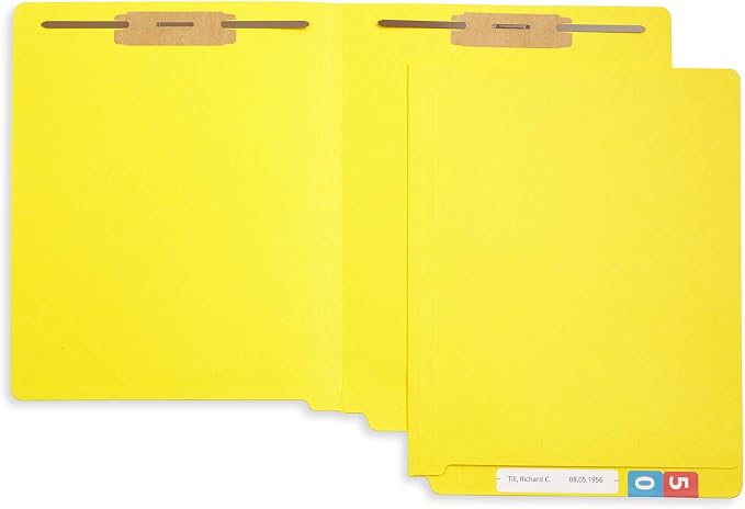 Blue Summit Supplies 50 Yellow End Tab Fastener File Folders, Letter Size | Durable 11pt yellow paper, straight cut end tabs, 2 prong fasteners, medical files, receipts, office reports - Image 3