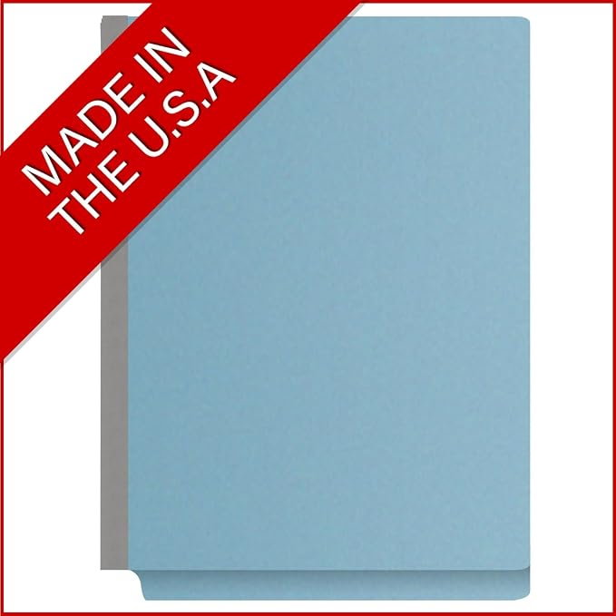 25 Pt. Pressboard Classification Folders, Full Cut End Tab, Letter Size, 1 Divider, Light Blue (Box of 10) - Image 5