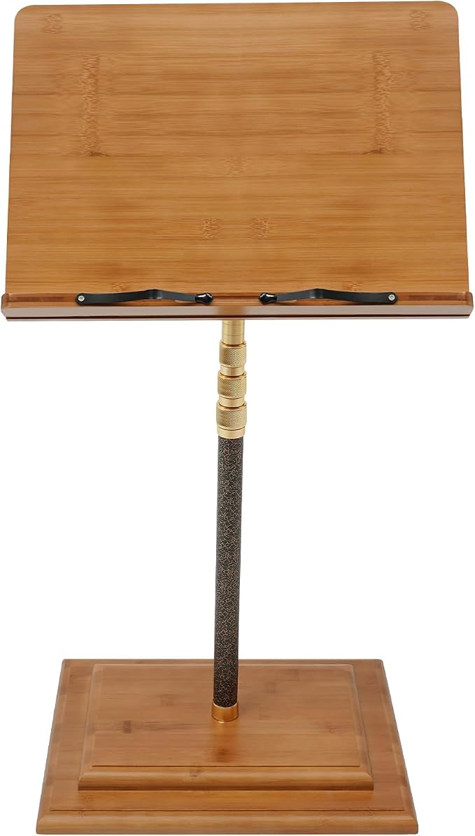Sheet Music Stand & Desktop Book Stand, Rotatable Music Book Holder Stand,Wooden Portable Sheet Music Table Stand Height Adjustable from 27.5-59in with Book Stand Support, Carrying Bag - Image 3