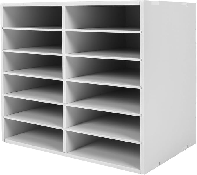Mail Sorter Desktop, White Student Mailbox for Classroom, 12 Compartments Literature Organizer, Sheet Sorter, Paper Organizer for Home School Office (12 Slots White) by MhdunueSK