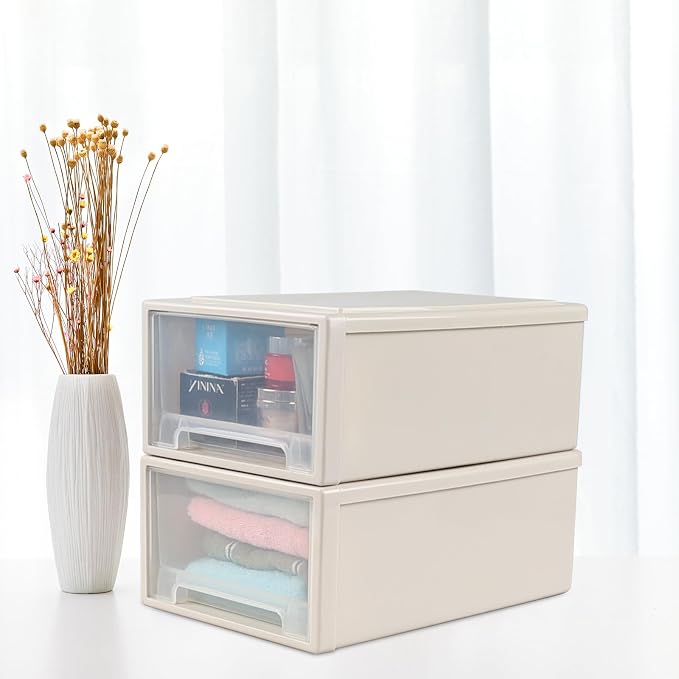 13 Quarts 3 Packs Plastic Stacking Storage Drawers, Plastic Storage Drawer Unit - Image 6