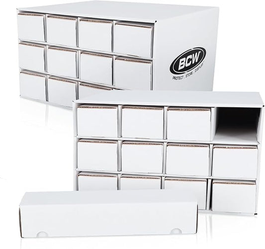 BCW Card House Storage Unit with 12-800 CT Boxes | Trading Card Organizer for Collectible Card Games | Card Catalogue for Sports Cards, Pokémon, Magic The Gathering | Holds up to 9600 Cards | 2 Pack by BCW