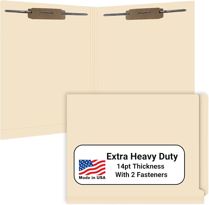 Manila File Folders, Doctor Stuff, Letter Size Reinforced End Tab Folder with 2" Bonded Fastener on Inside Front and Back, 14 pt Stock, Carton of 250 by DoctorStuff