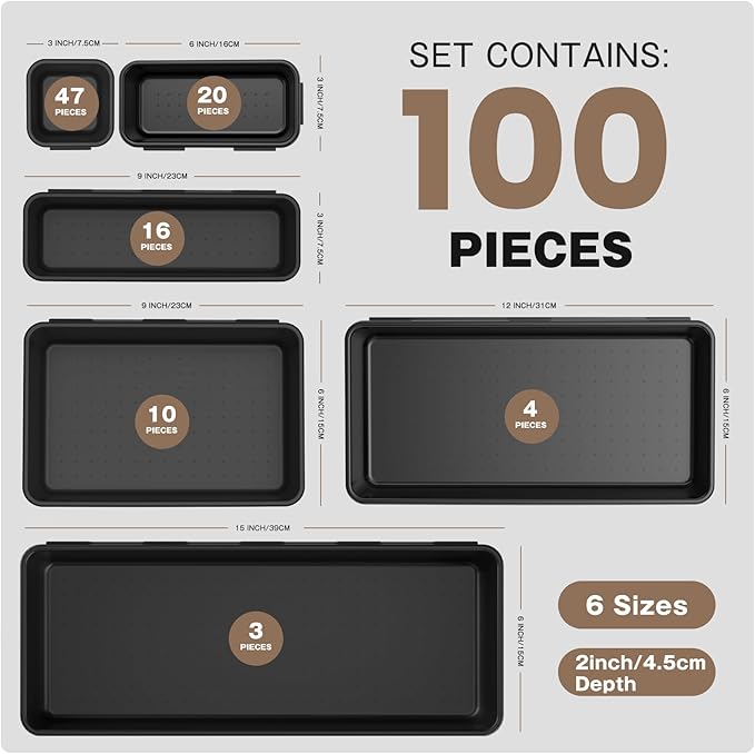 A-LuGei 【 】 Tool Box Organizer Tray Set Drawer Organizer Divider | 【Fits 100+ Tools】 Extra-Thick Plastic for Tool Chest Cart Desk Drawer Organizer Garage Organization Workbench Office Storage - Image 3