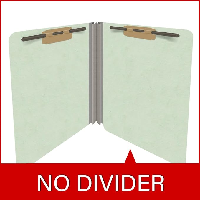 End Tab Pressboard Folders, Letter Size, 2" exp, Fasteners Pos #1 & #3, Pale Green (Box of 25) - Image 8