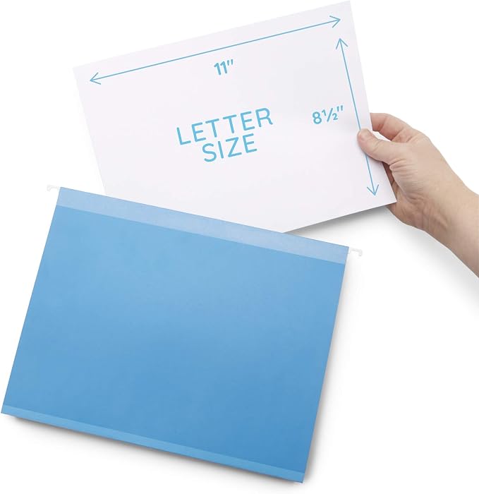 Blue Summit Supplies 50 Expandable Hanging File Folders, 2", Assorted | Letter size, 11pt, 2 in expansion, reinforced, tabs included, for bulky files, charts, and manuals - Image 4