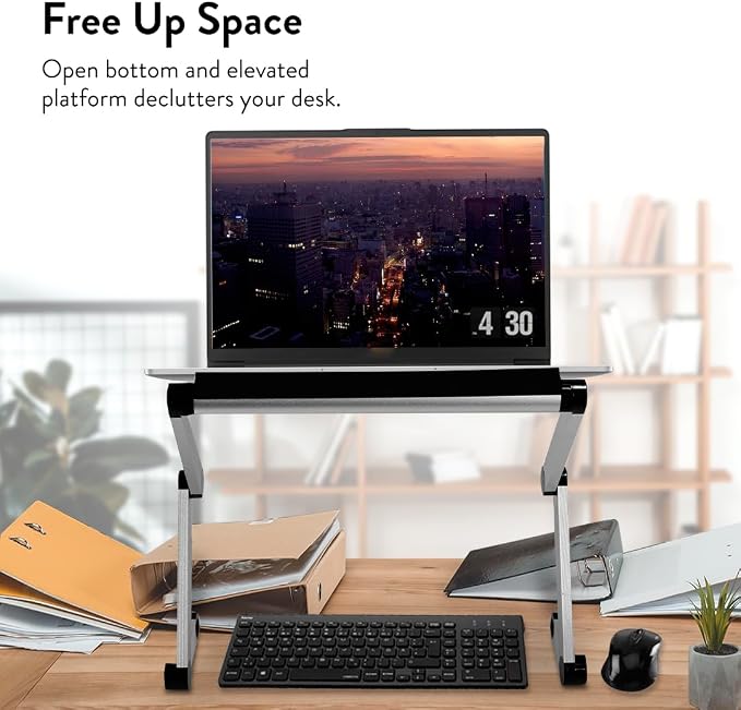 Uncaged Ergonomics Adjustable Book Holder, Tablet & Laptop Stand, Aluminum Portable Reading Stand for Textbooks & Cookbooks, Recipe Holder for Kitchen Counter, Silver - Image 6