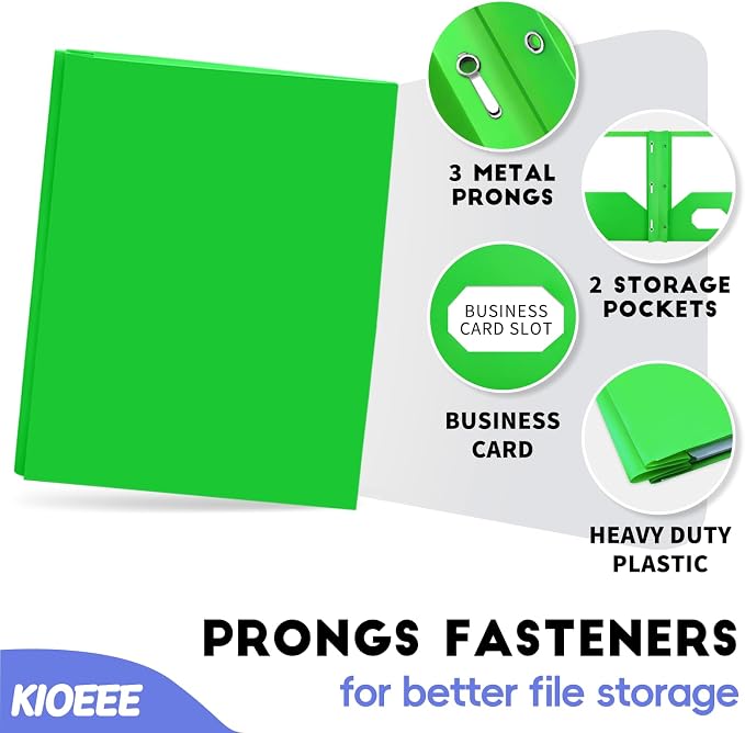 48Pcs Plastic Folders with Pockets and Prongs (Multi-Colored),Letter Size,Business Card Slot,Bulk 2-Pocket Folder for School Office or Home,Durable Acid-Free Poly,Back to School Supplies - Image 4