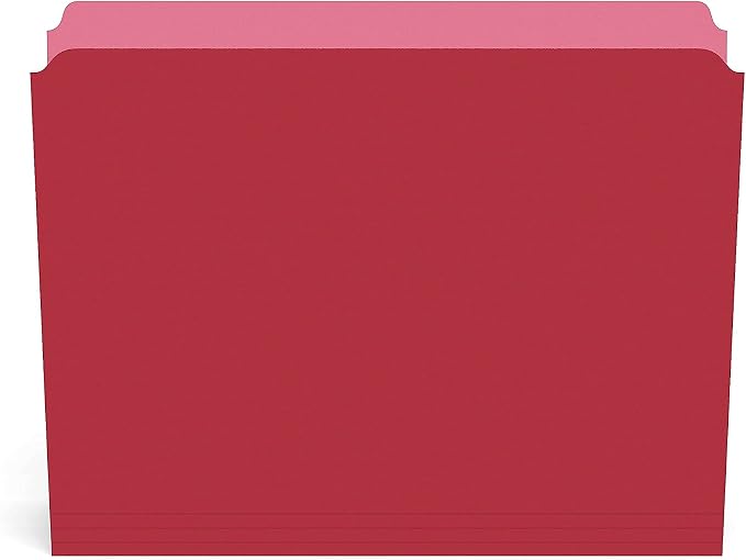 Staples Straight‑Cut Top‑Tab File Folders, Letter Size, Red, Durable Paper Stock, 100/Box - Image 3