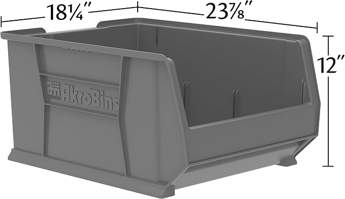 Akro-Mils 30289 Super-Size AkroBins Plastic Storage Bins, Space-Saving Stackable Bins for Garage, Classroom, Warehouse Organization, 24" L x 18" W x 12" H, Clear, 1-Pack - Image 3