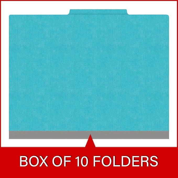 Heavy Duty End Tab Color Folders, 2/5 Cut ROC Top Tab, Letter Size, 1 Divider, Light Blue (Box of 10) - Image 6