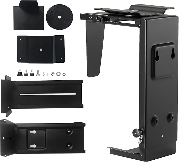 Suptek Adjustable Under Desk and Wall PC Mount,3.74 to 8.26 inch Wide Computer Case CPU Hanger Holder 360 Degree Rotatable Under-Desk PC Hanging Stand Holder Mount (ZJJ001) - Image 7
