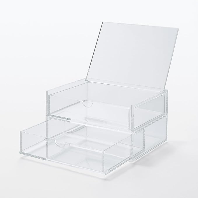 MUJI Acrylic Stackable 2 Drawer Sorage Case with Lid, Small, 17.5 cm Width x 13 cm Depth x 9.5 cm Height - Image 6