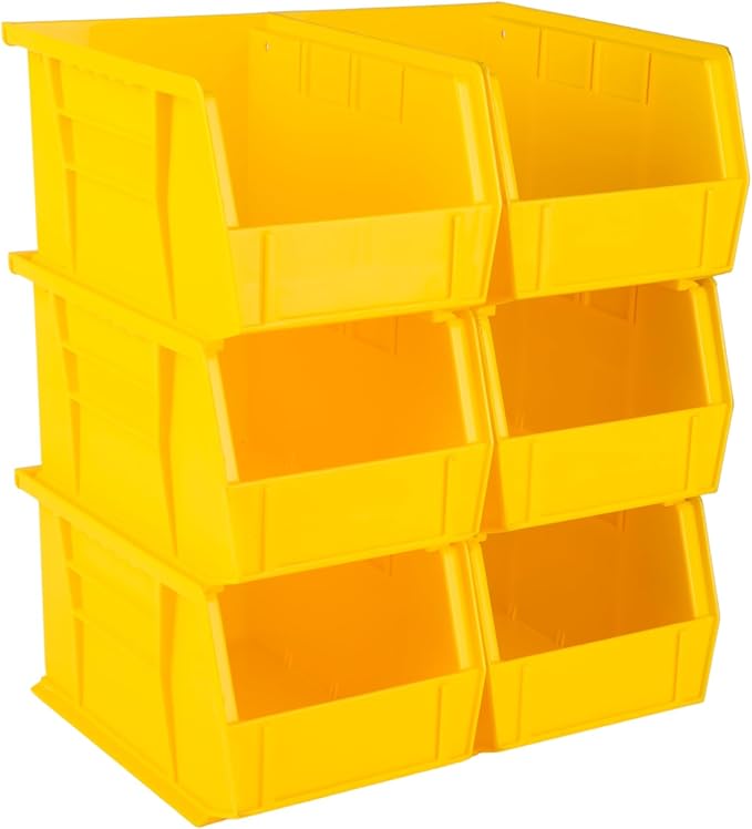 HE HUDSON EXCHANGE 9.5" x 6" x 5" (6 Pack) Plastic Stackable Storage Bin, Yellow by HudsonExchange