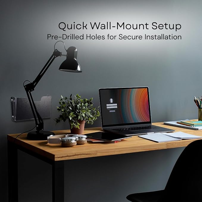 DR POCKET RACK Wall Mount File Holder, Single Pocket Letter Size, Black Metal Office Document Organizer - Image 5