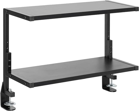 VIVO Black Clamp-on 24 inch 2-Tier Desk Shelf, STAND-SHELF24C | Above or Below Desk, 2 Level Shelving Unit for Table Accessories, Gaming Devices, and More, Storage Tray, Desktop Organizer by Unknown