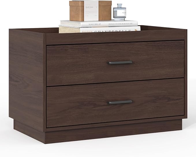 Stackable Storage with 2 Drawers, 28"W Storage Bins for Closet Organizers | Wood Stackable Closet Organizer Modern Large Stackable Storage Units for Living Room Hallway Bedroom, Brown by PinkMuse