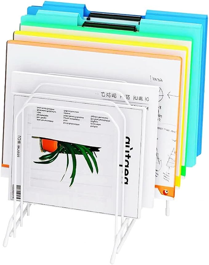 Incline Sorter Desk File Organizer, Metal Desk Magazine Folder Holder with 8-Section Vertical Compartments Rack File Organizer for Office, Home, School by MINDEPOT