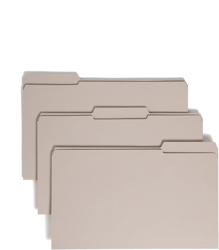 Smead File Folder, Reinforced 1/3-Cut Tab, Legal Size, Gray, 100 per Box (17334) by SMEAD