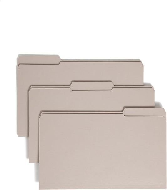 Smead File Folder, Reinforced 1/3-Cut Tab, Legal Size, Gray, 100 per Box (17334) by SMEAD