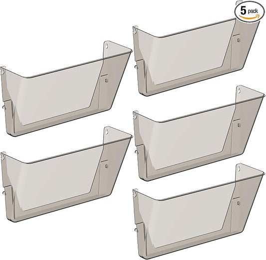 Gawerk Clear Acrylic Single Pocket, Plastic Hanging Wall Mount File Holder for Office Home (Gray, 5 Pack) by Gawerk