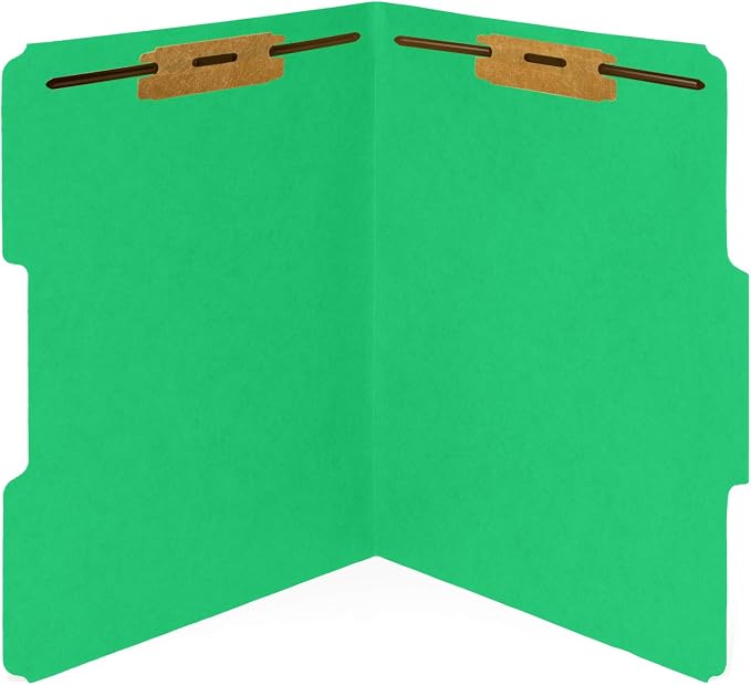 Blue Summit Supplies 50 Green Fastener File Folders, Letter, 2 Prong | Durable 11pt green paper, letter size, 1/3 cut reinforced tabs, bonded 2 prong fasteners, medical, law and office files - Image 4