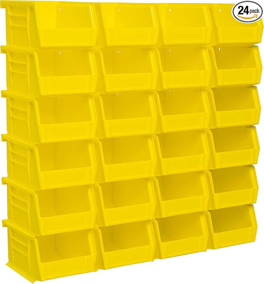 Akro-Mils 30210 AkroBins Plastic Storage Bins, 5"x4"x3", Yellow, 24-Pack | Space-Saving Stackable Bins for Garage, Pantry, Craft Organization by Akro-Mils