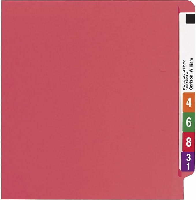 Smead End Tab Fastener File Folder, Shelf-Master® Reinforced Straight-Cut Tab, 2 Fasteners, Letter Size, Red, 50 per Box (25740) - Image 4