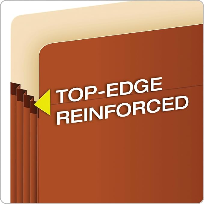Pendaflex® Extra-Strong Acid-Free File Pockets, Letter Size, 5 1/4" Expansion, 30% Recycled, Red, Box of 50 - Image 3
