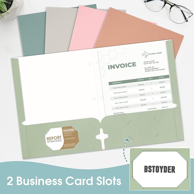 120 Pack Folders with Pockets, 2 Pocket Folder Bulk, Letter Size for School | Soft Colors, 3 Hole Punched with Business Card Slot, 100 Sheets Capacity, Suitable for Office Home, Back to School - Image 4
