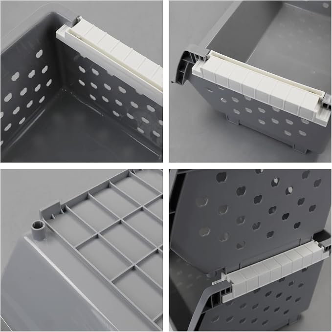 3 Pack Gray Large Stacking Basket Bin, Open Front Storage Baskets | Stackable - Image 3
