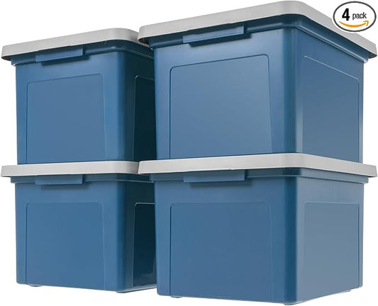IRIS USA 35 Qt. Letter/Legal File Box with Latching Lid, Navy/Gray | Protect important documents, letter and legal files with secure storage for home offices, moving, and long-term organization by IRISUSA