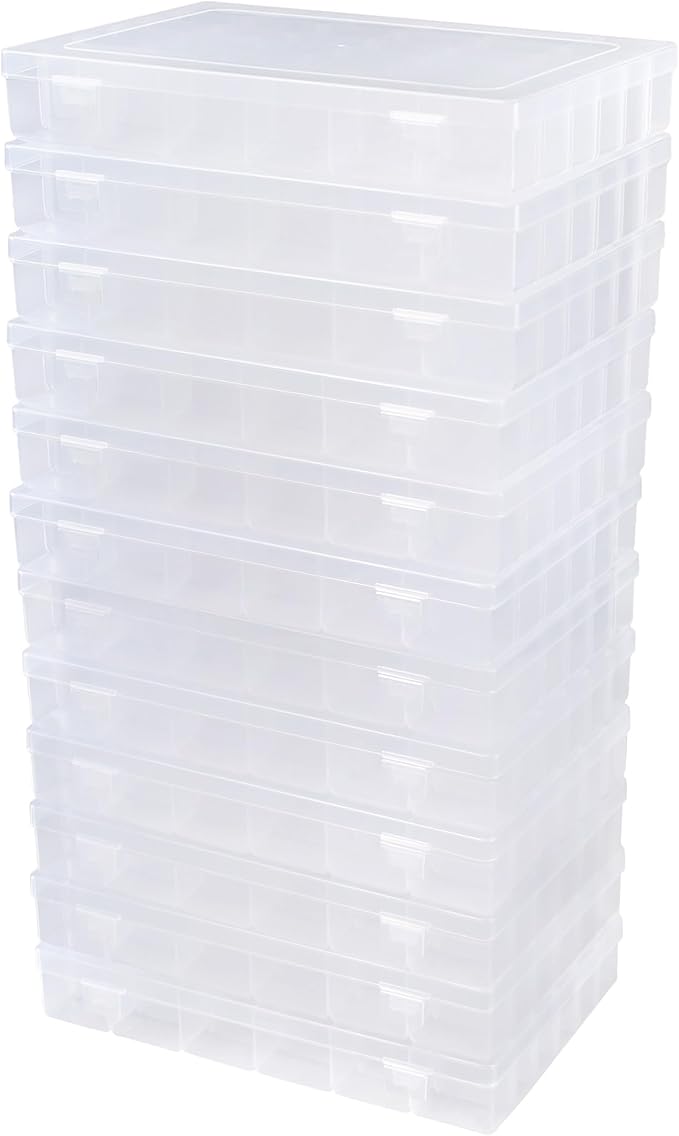 12 Pack 36 Grids Bead Organizers Plastic Organizer Box with Dividers 3600 Tackle Boxes Organizer Clear Box Organizers Compartment Storage Container by Uxwuy