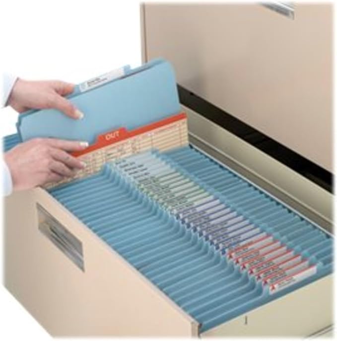 Smead Pressboard Classification File Folder with SafeSHIELD Fasteners, 1 Divider, 2" Expansion, Letter Size, Blue, 10 per Box (13730) (Pack of 1) - Image 3