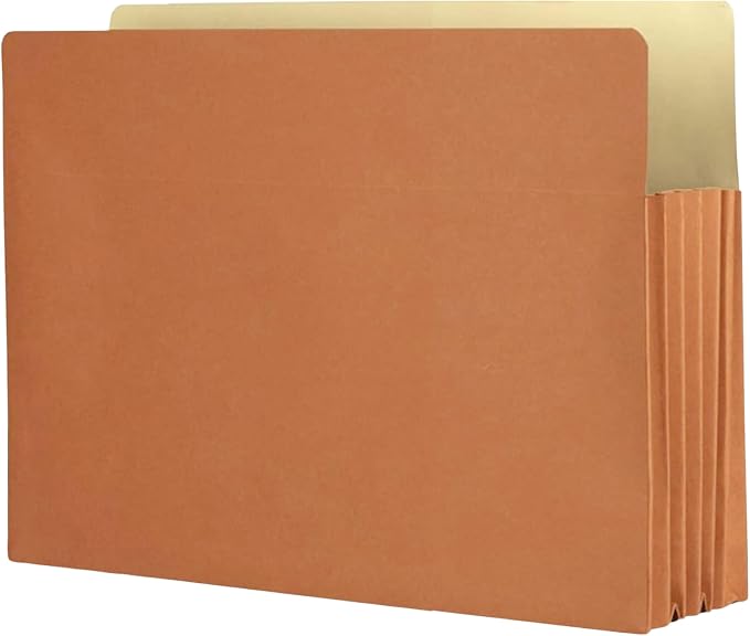 The File King 5.25" Expanding Accordion File Folder, Letter Size, Box of 50 | Red Rope Exterior | Manila Interior | Straight-Cut Tab | For Law, Accounting & Business Filing | Made in USA by TheFileKing