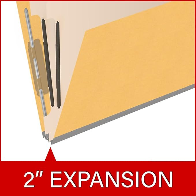 Heavy Duty End Tab Color Folders, 2/5 Cut ROC Top Tab, Letter Size, 2 Divider, Yellow (Box of 10) - Image 7